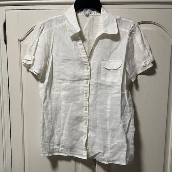 August Silk Short sleeve Button down Shirt Size M - Picture 1 of 3